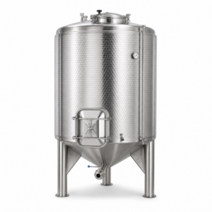 Cuve inox 2000 litres vinification double paroi sur fond blanc