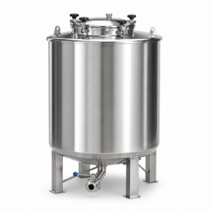 Cuve inox alimentaire 500 litres 316L fond plat sur fond blanc